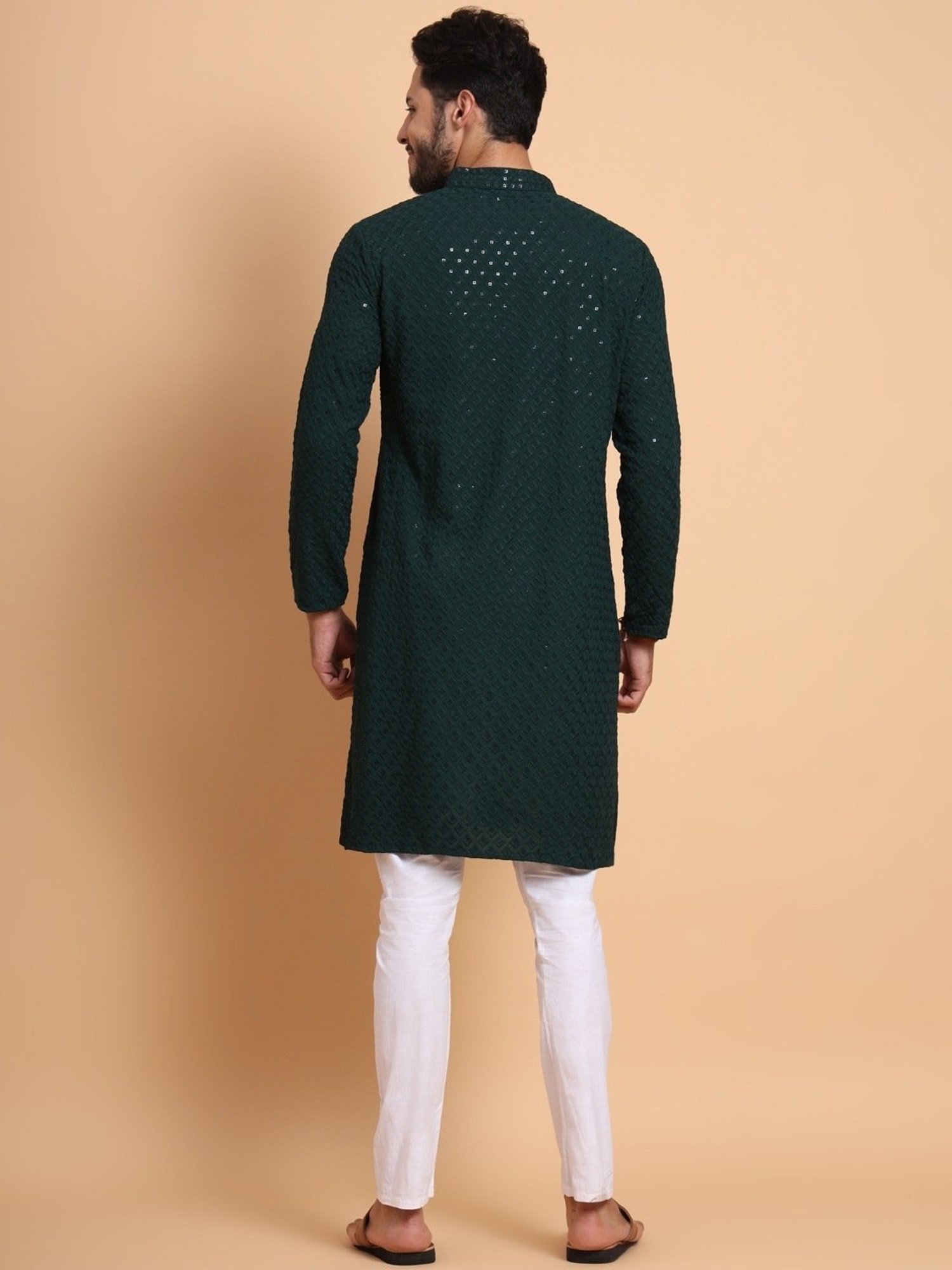 SWAGG INDIA Green Regular Fit Embroidered Kurta