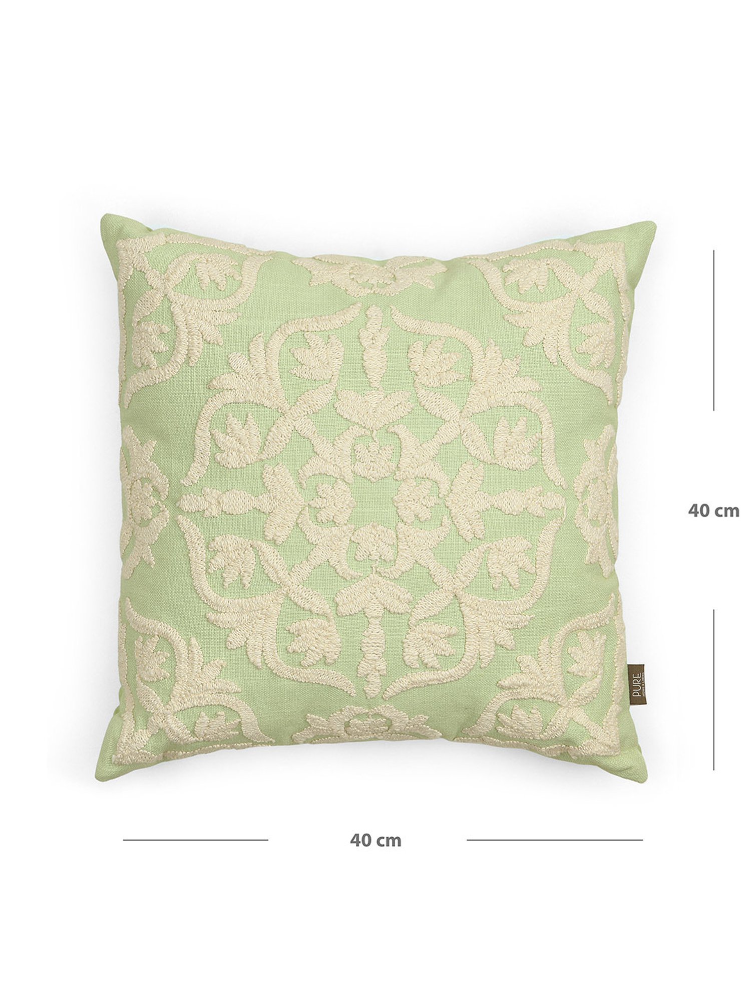 Pure Home and Living Green Cotton Embroidery Cushion Covers