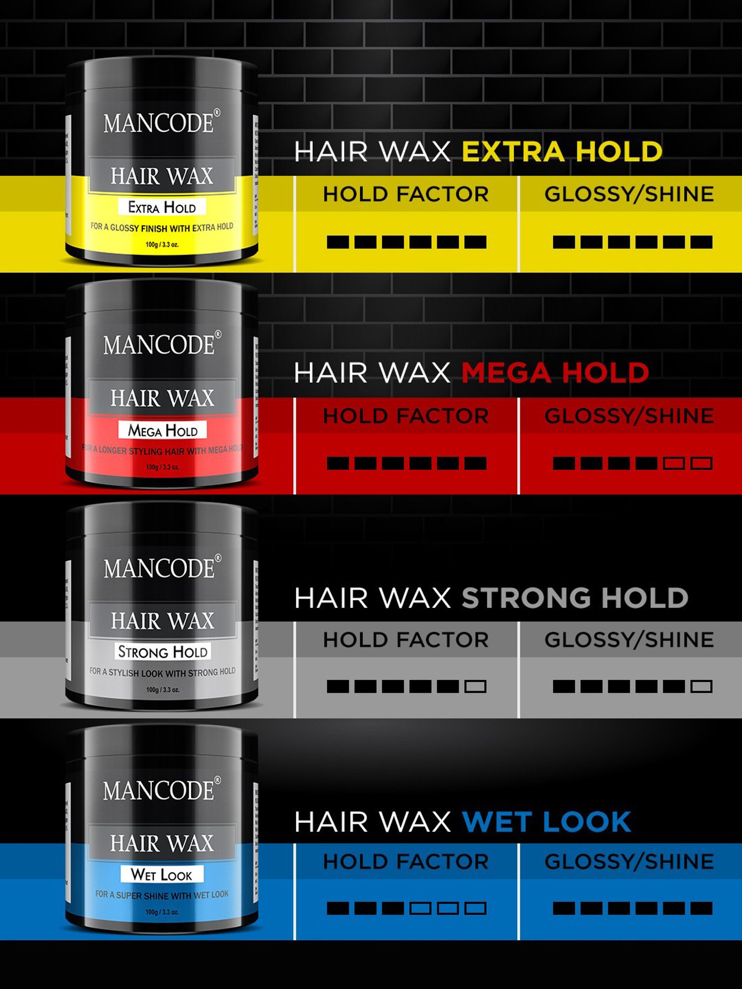 Mancode Wet Look Hair Wax - 100 gm