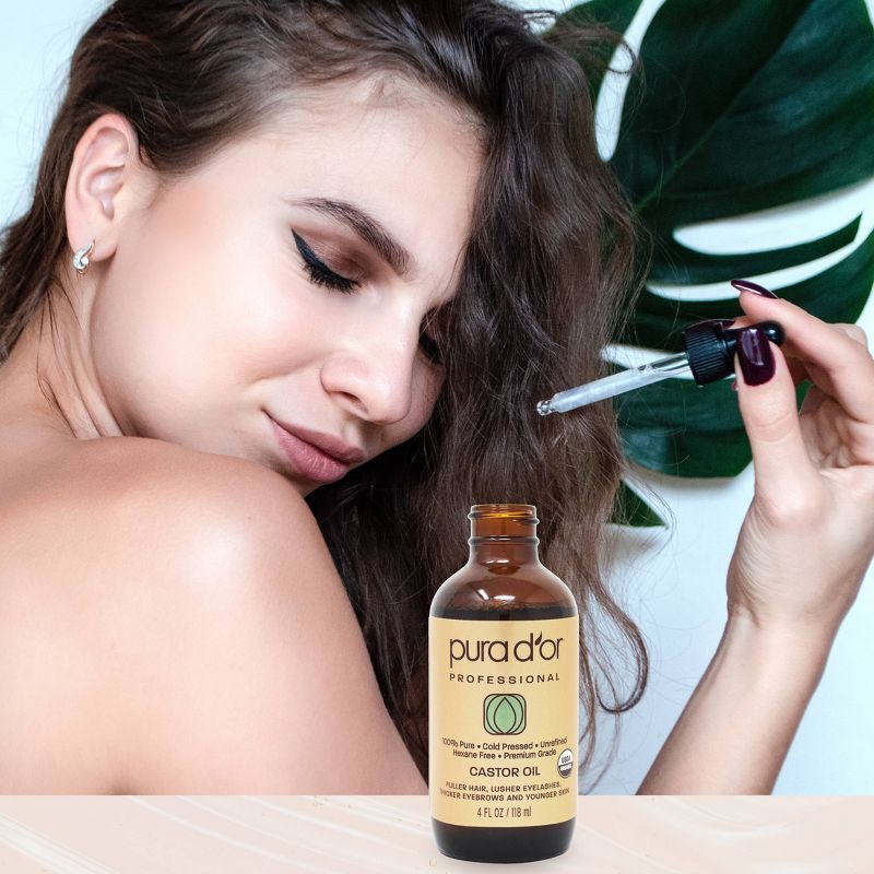 Pura d'or 100% Pure Organic Castor Oil - 4 fl oz