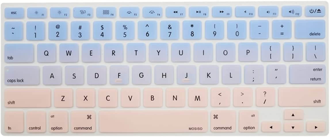 MOSISO Pattern Keyboard Cover Compatible with MacBook Pro 13/15 inch(with/Without Retina Display,2015 or Older Version),Older MacBook Air 13 inch (A1466/A1369,Release 2010-2017), Blue and Rose Quartz