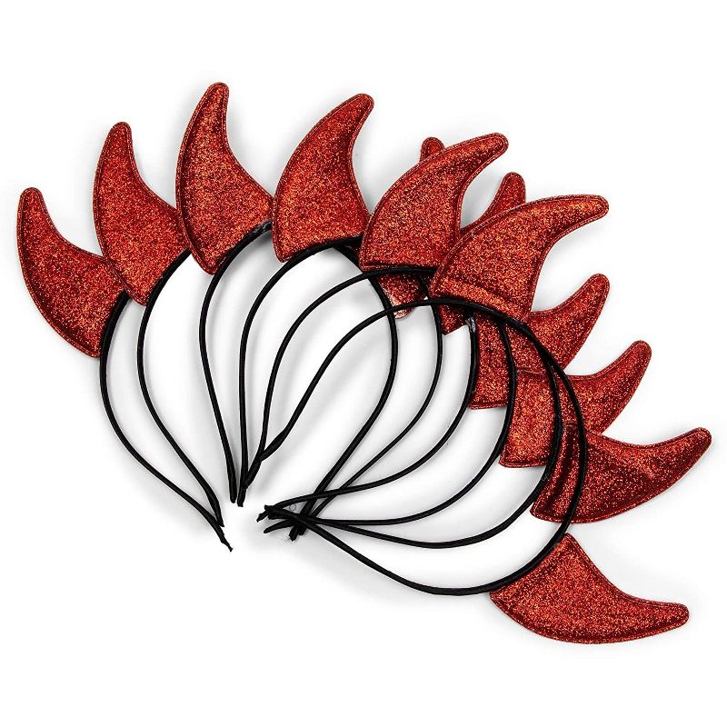 Spooky Central 6-Pack Devils Horns Headband, Cute Halloween Costume Accessories Party Favors Props, 3 in