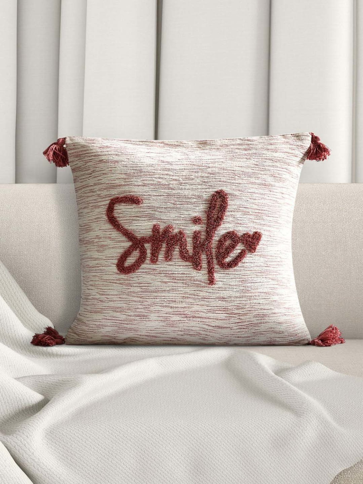 Living Scapes by Pantaloons Beige Cotton Cushion Cover