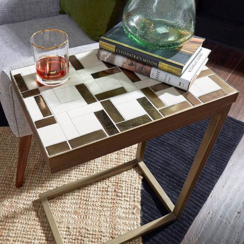 Geometric II Pull Up Table Brushed Brass - Home Styles