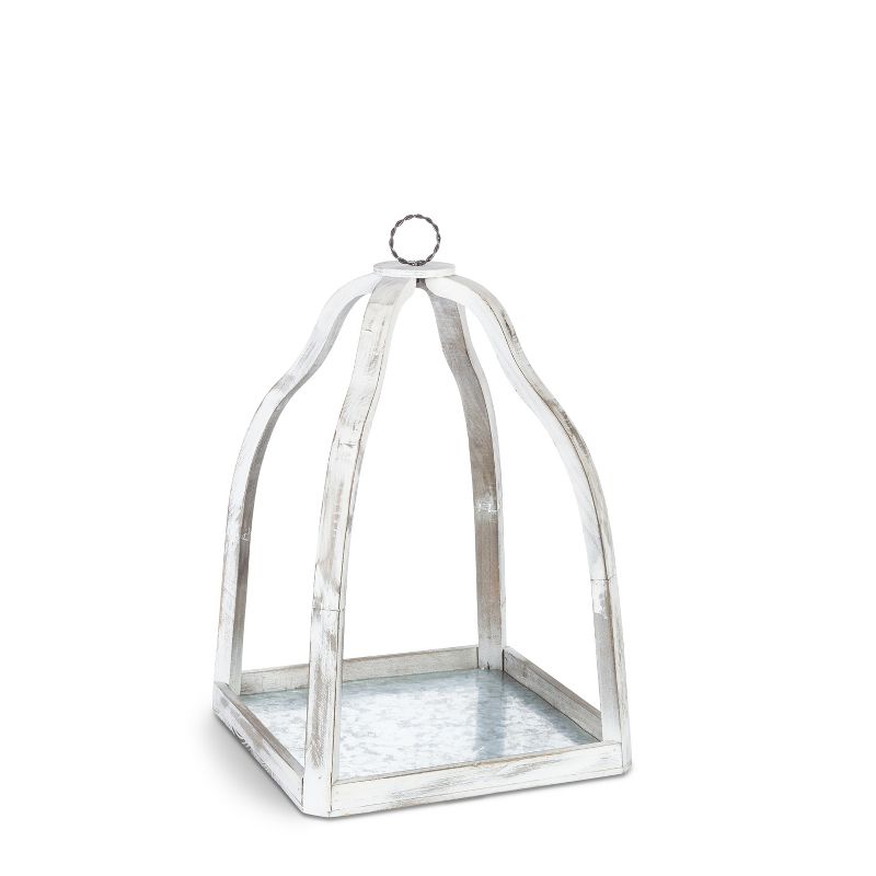 Everlasting Glow Assorted-size, Whitewashed Wood Candle Holder with Galvanized Metal Bottom (Set of 2)