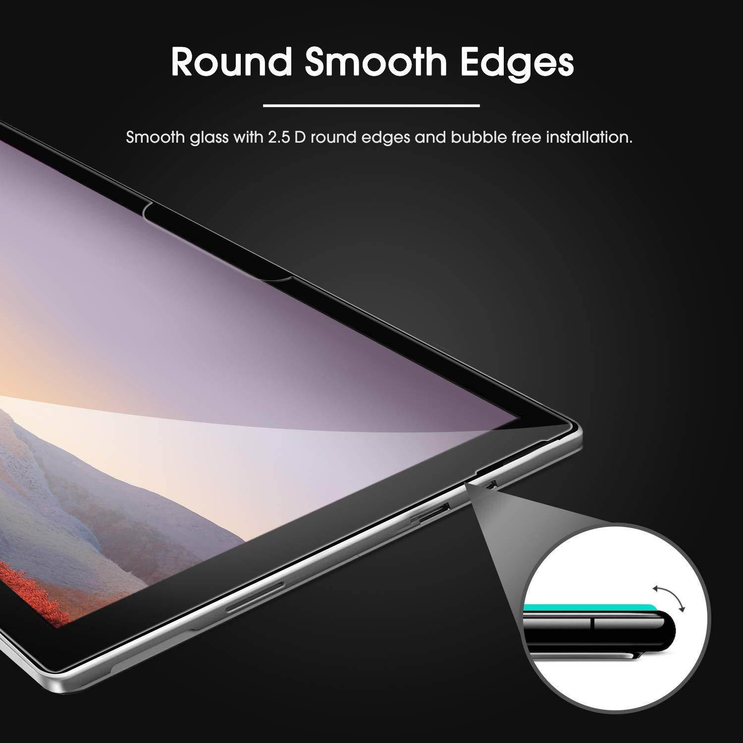 OMOTON [3-Pack] Screen Protector for Surface Pro 7 6 5 4 [12.3 Inch] - Tempered Glass/Guide Frame/Scratch Resistant