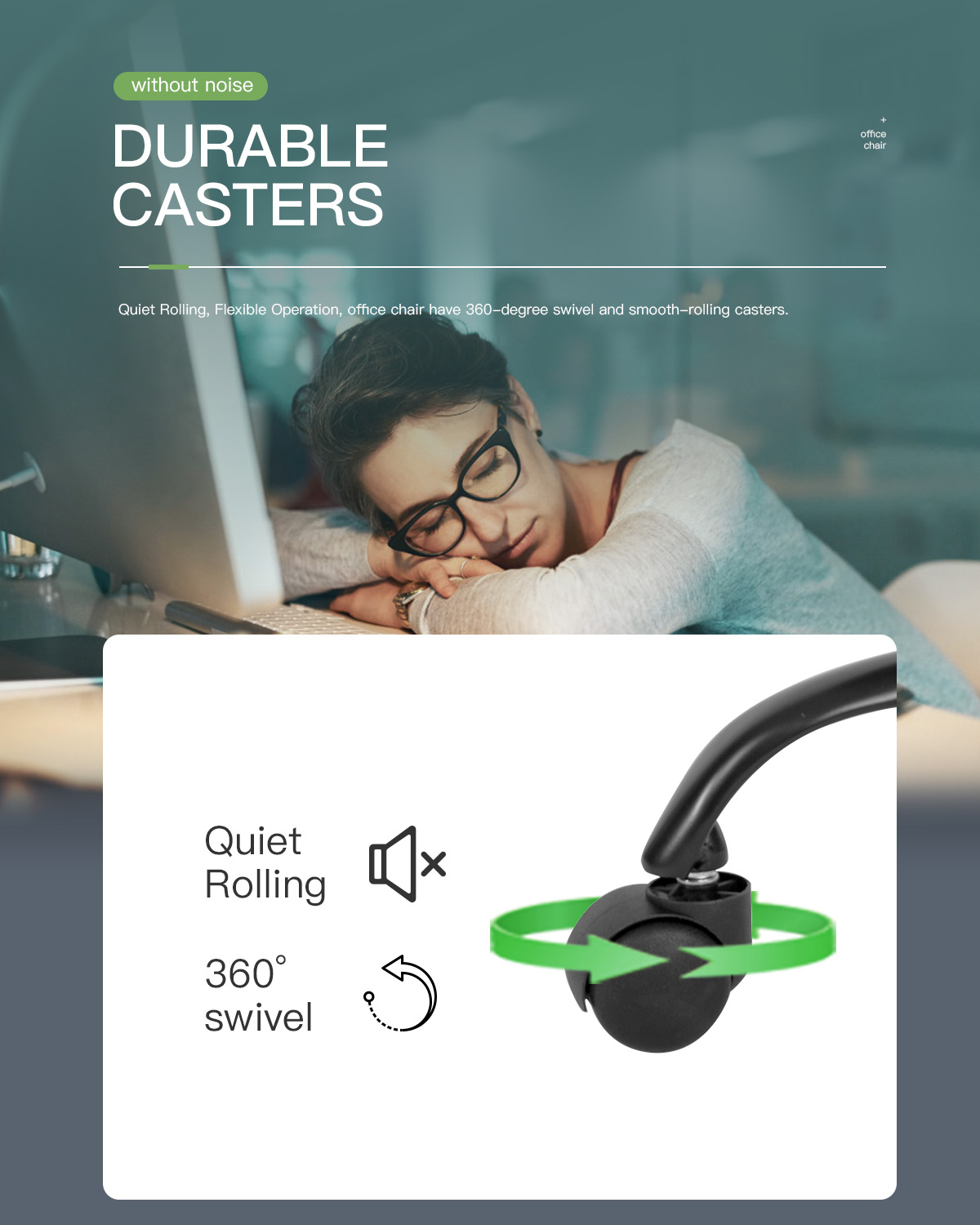 Mesh Office Chair Desk Chair Computer Chair with Ergonomic Lumbar Support without Arms Adjustable Swivel Rolling Chair for Men(Green)