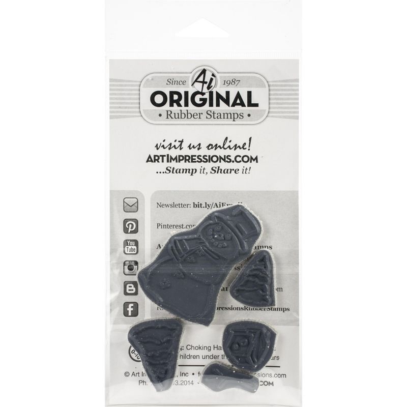 Art Impressions Watercolor Cling Rubber Stamps-Snowman