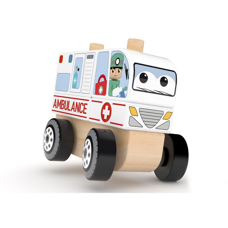 J'adore Ambulance Wooden Stacking Toy