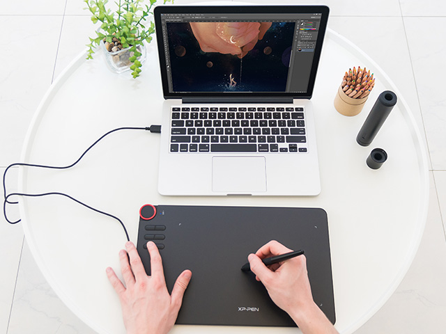 XP-PEN Deco 03 Wireless 2.4G Digital Graphics Drawing Tablet Drawing Pen Tablet with Battery-free Passive Stylus and 6 Shortcut Keys (8192 levels pressure) 10x6 Inch