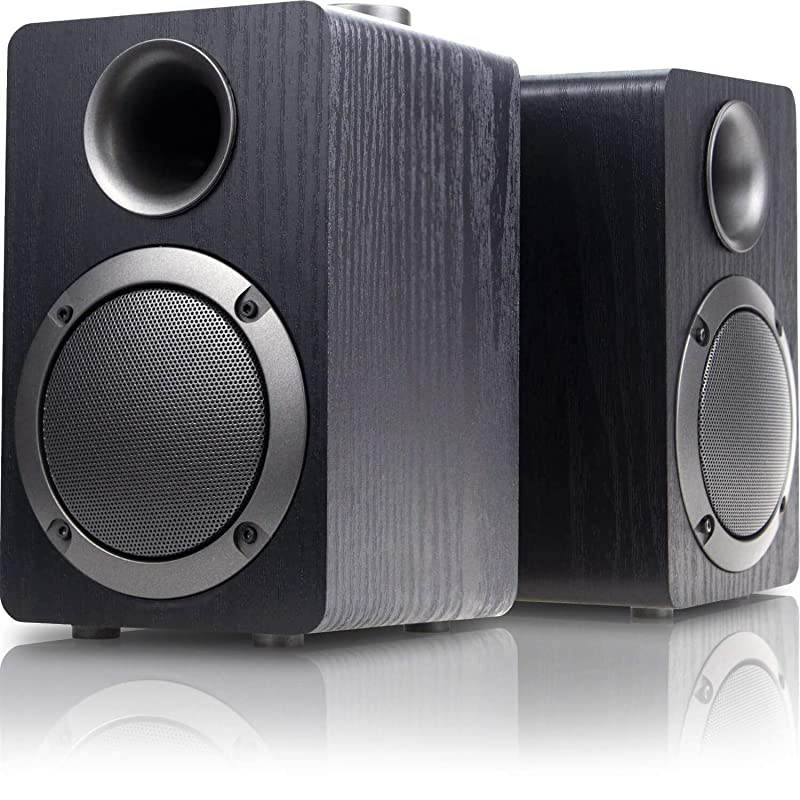 PC Computer Speakers Mica PB20i with 20CH Surround Sound Wooden Wired LED Volume Control Mini Speaker for Multiple Devices Black