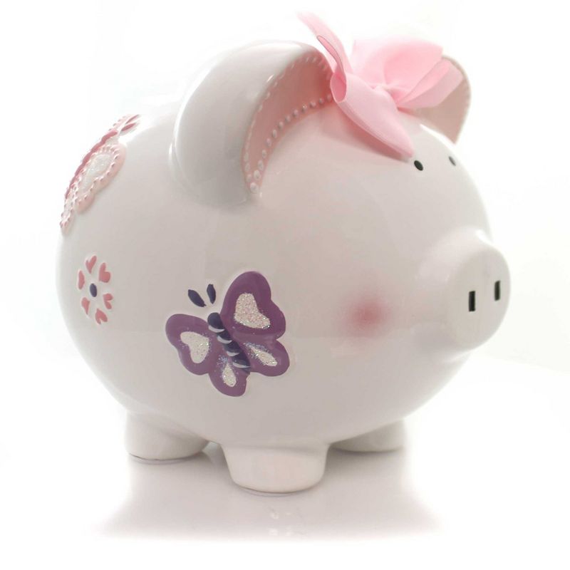 Bank 7.75" Butterfly Piggy Heart Flower  -  Decorative Banks