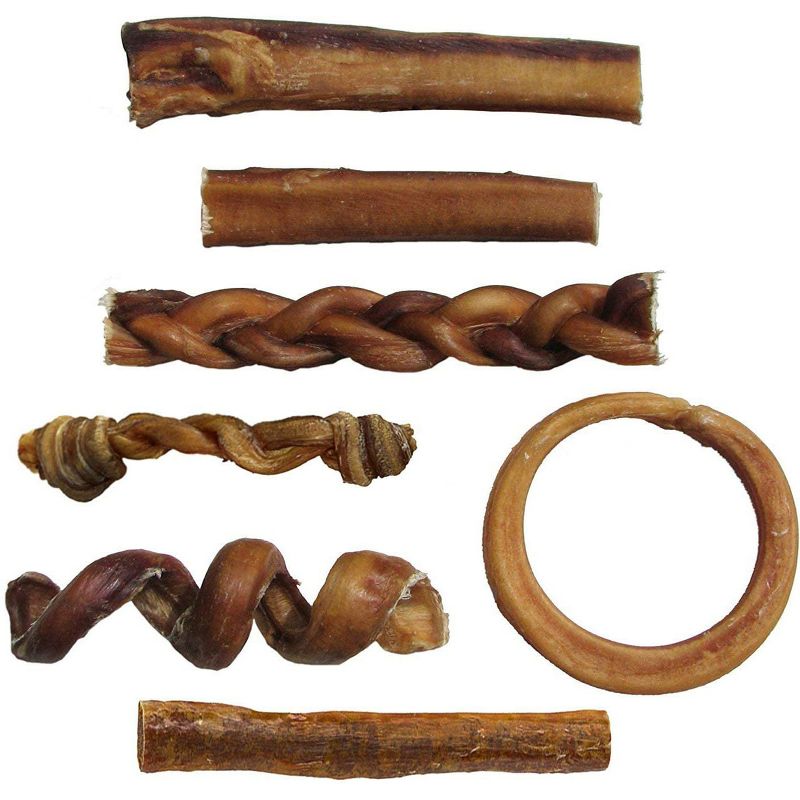 Pawstruck Bully Stick Variety Pack - Includes 7 Different Low-odor Bully Sticks for Dogs, Best Beef Pizzle Stix Dog Treats: Straight, Braided, Ring, Spring - Bully Stick Variety Pack