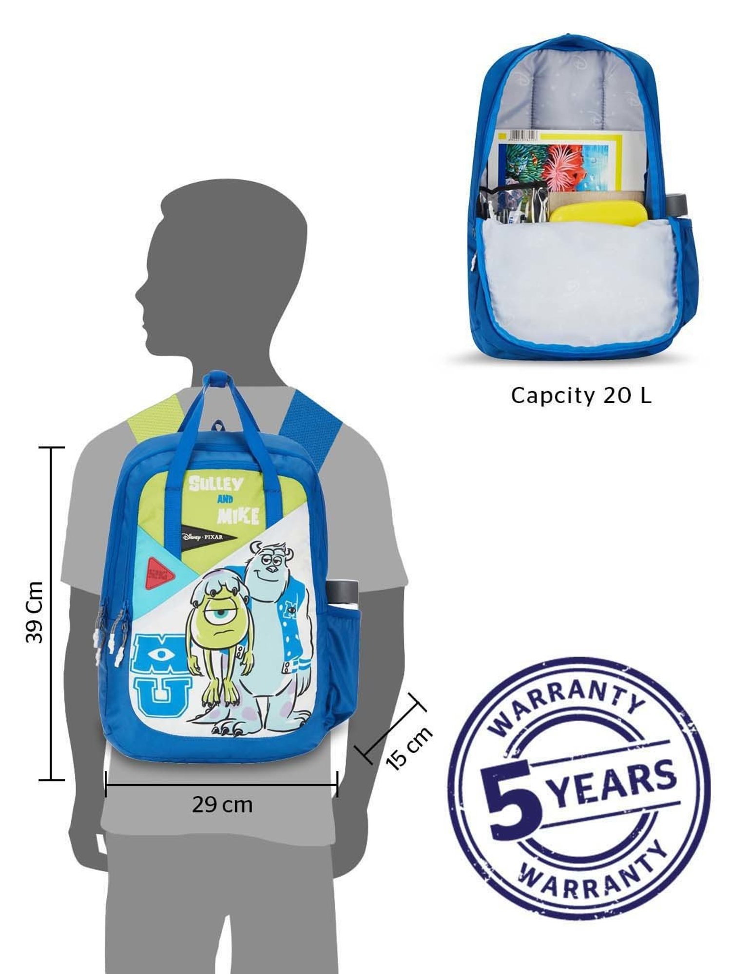 Wiki 20 Ltrs Blue Medium Backpack