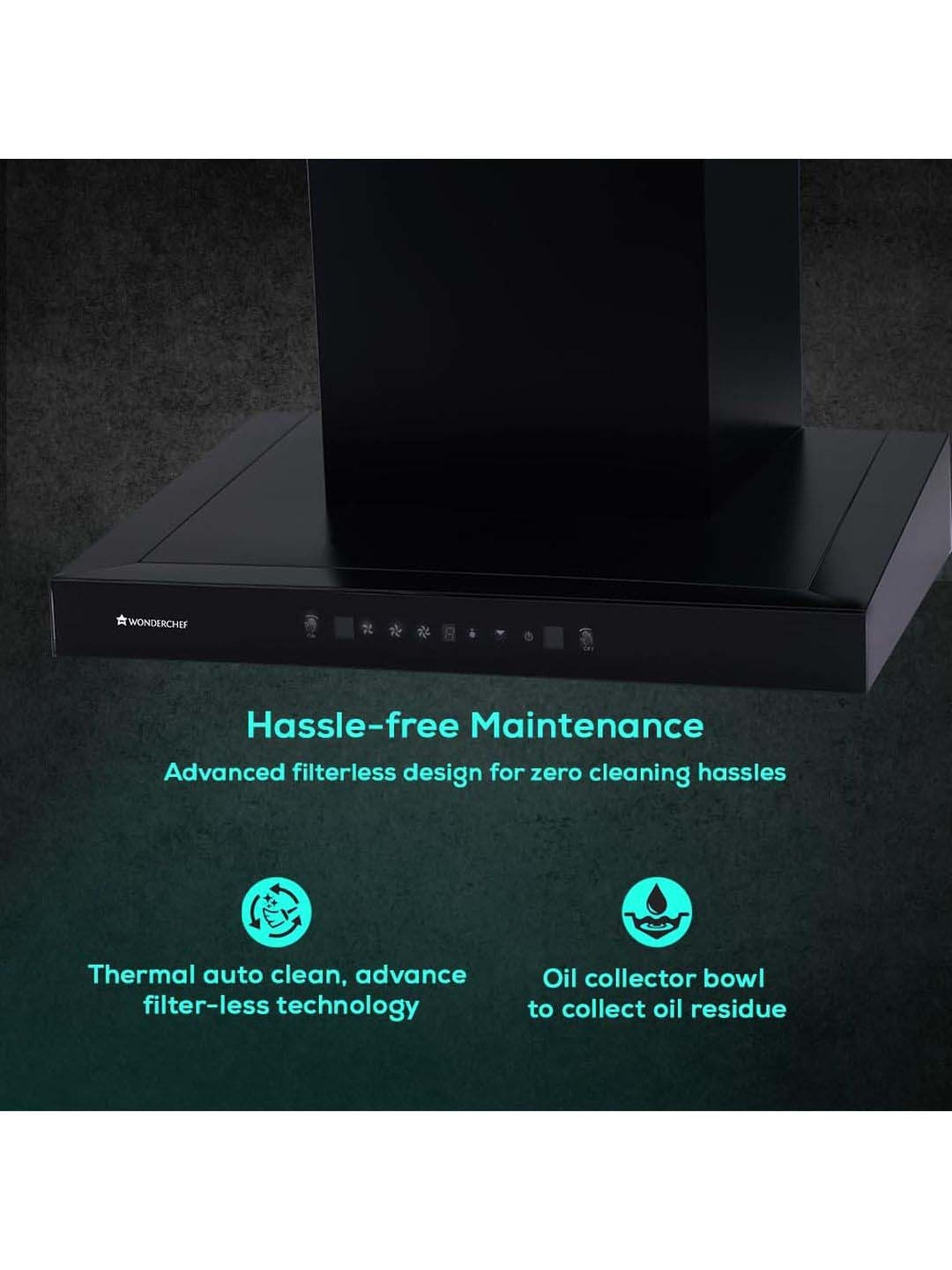 Glen CH6076AC75 1400CMH 75cm Wall Mounted Chimney (Black)