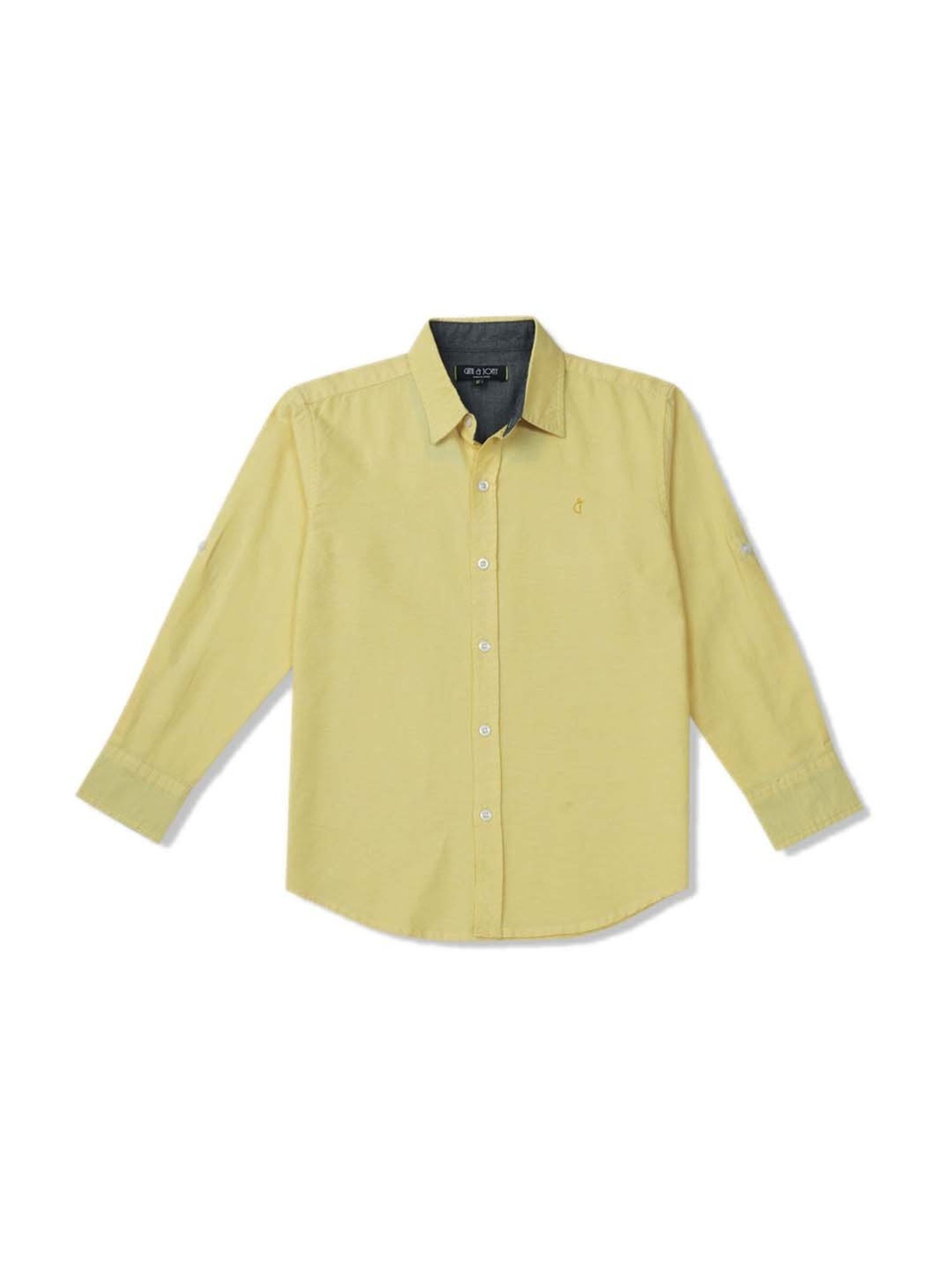Gini & Jony Kids Yellow Cotton Regular Fit Full Sleeves Shirt