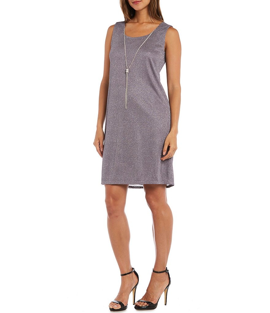 R&M Richards 2-Piece Metallic Knit Jacket Dress