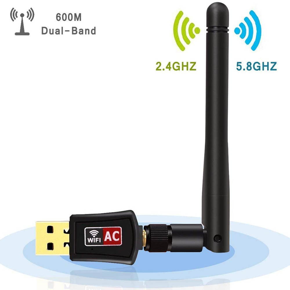 Wifi Dongle High Speed Internet 2.4/5GHz 600Mbps Wireless USB Wifi Adapter for PC/Desktop/Laptop/Tablet, Supports Windows 10/8/7/Vista/XP/2000