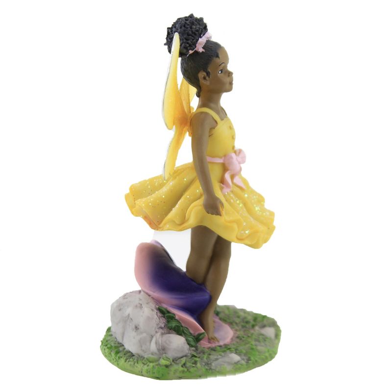 Black Art 6.5" Child Fairy Yellow Figurine Pansy  -  Decorative Figurines
