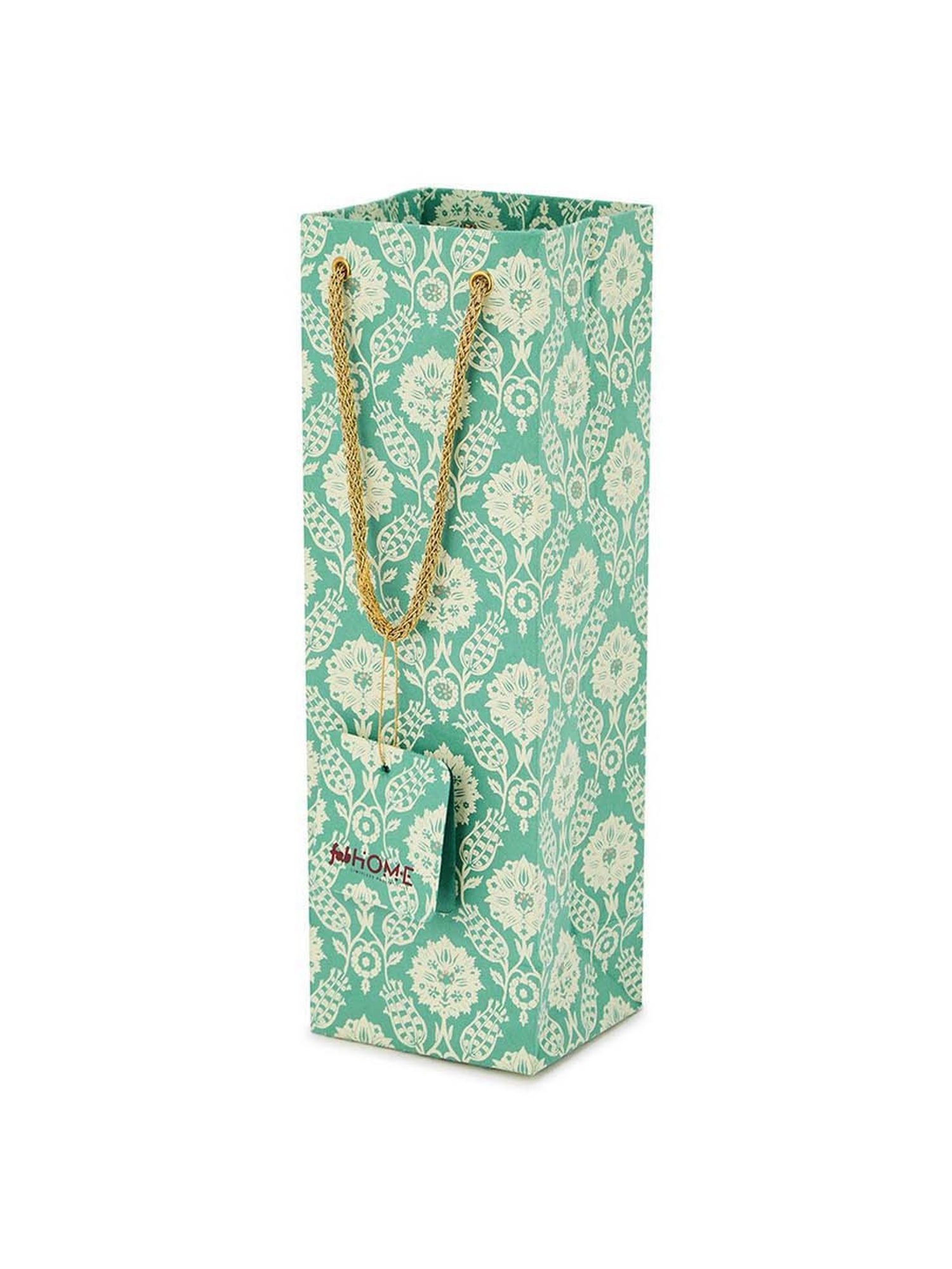 Fabindia Home Teal Paper Printed Sarkhaab Gift Bag