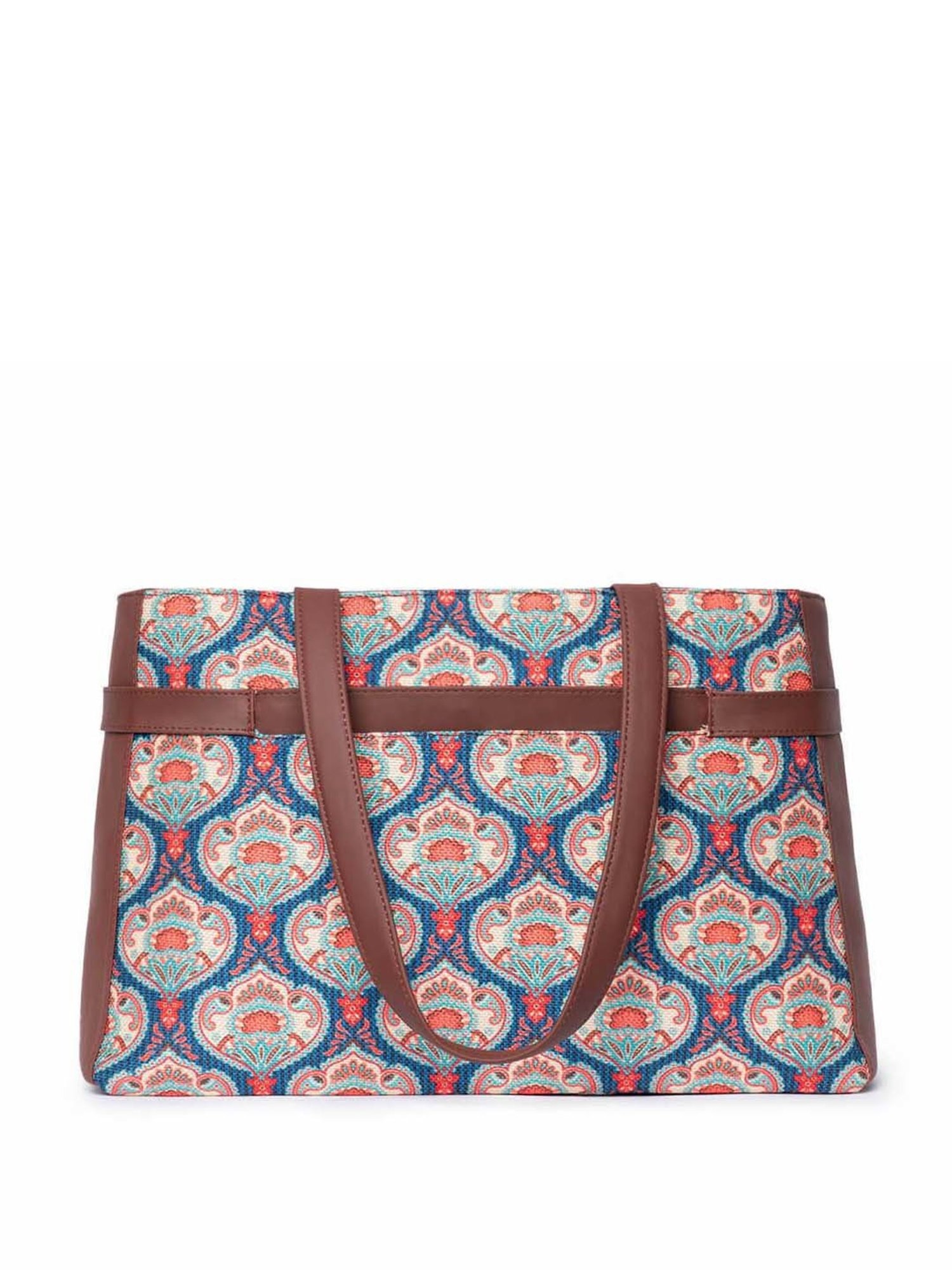 ZOUK Blue Printed Large Laptop Tote Handbag
