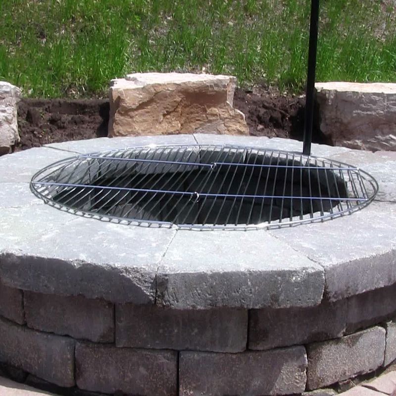 Sunnydaze Outdoor Camping Portable Heavy-Duty Foldable Chrome-Plated Fire Pit Cooking Grill Grate - 36"