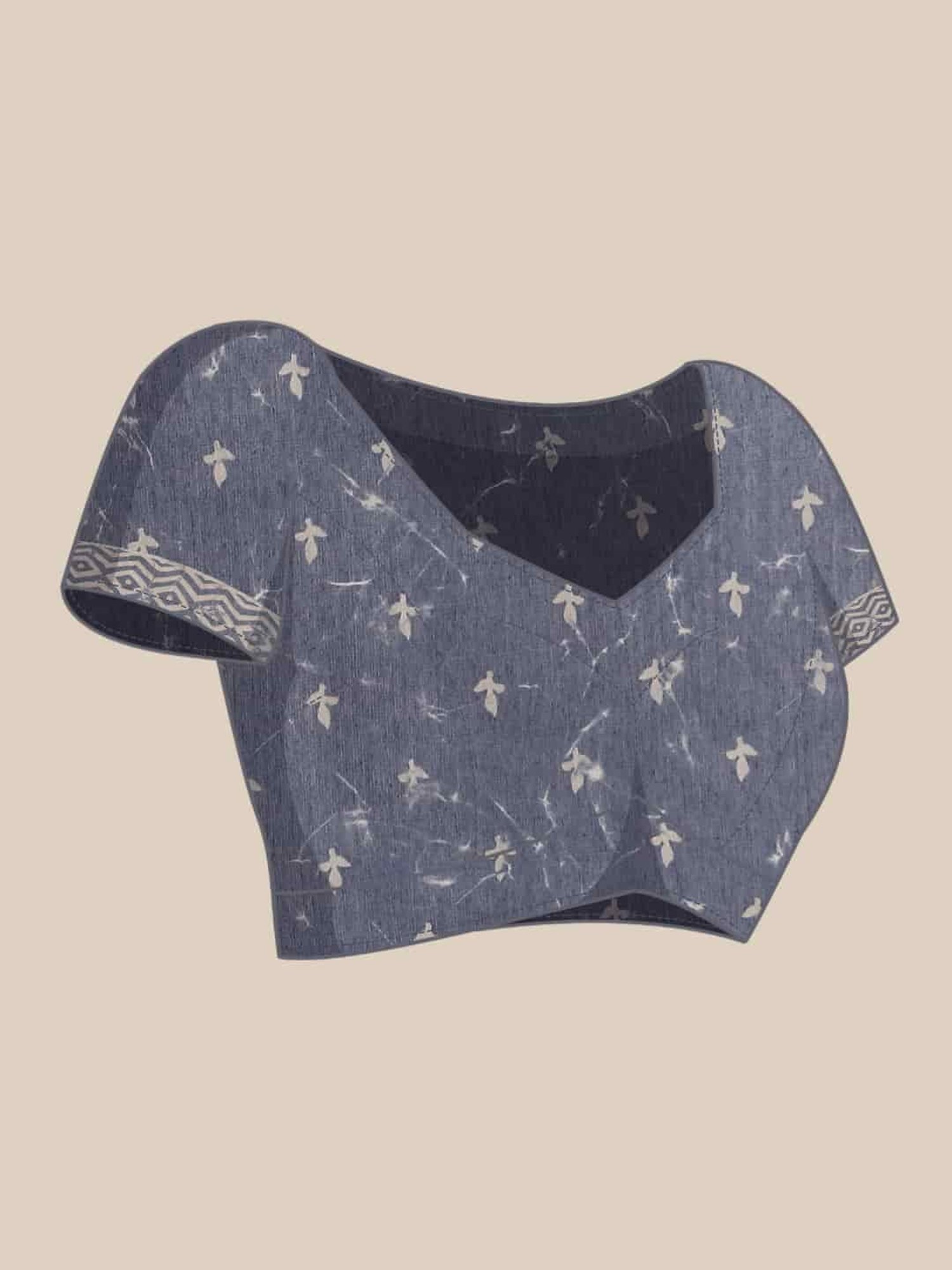 Unnati Silks Grey Cotton Printed Saree With Unstitched Blouse