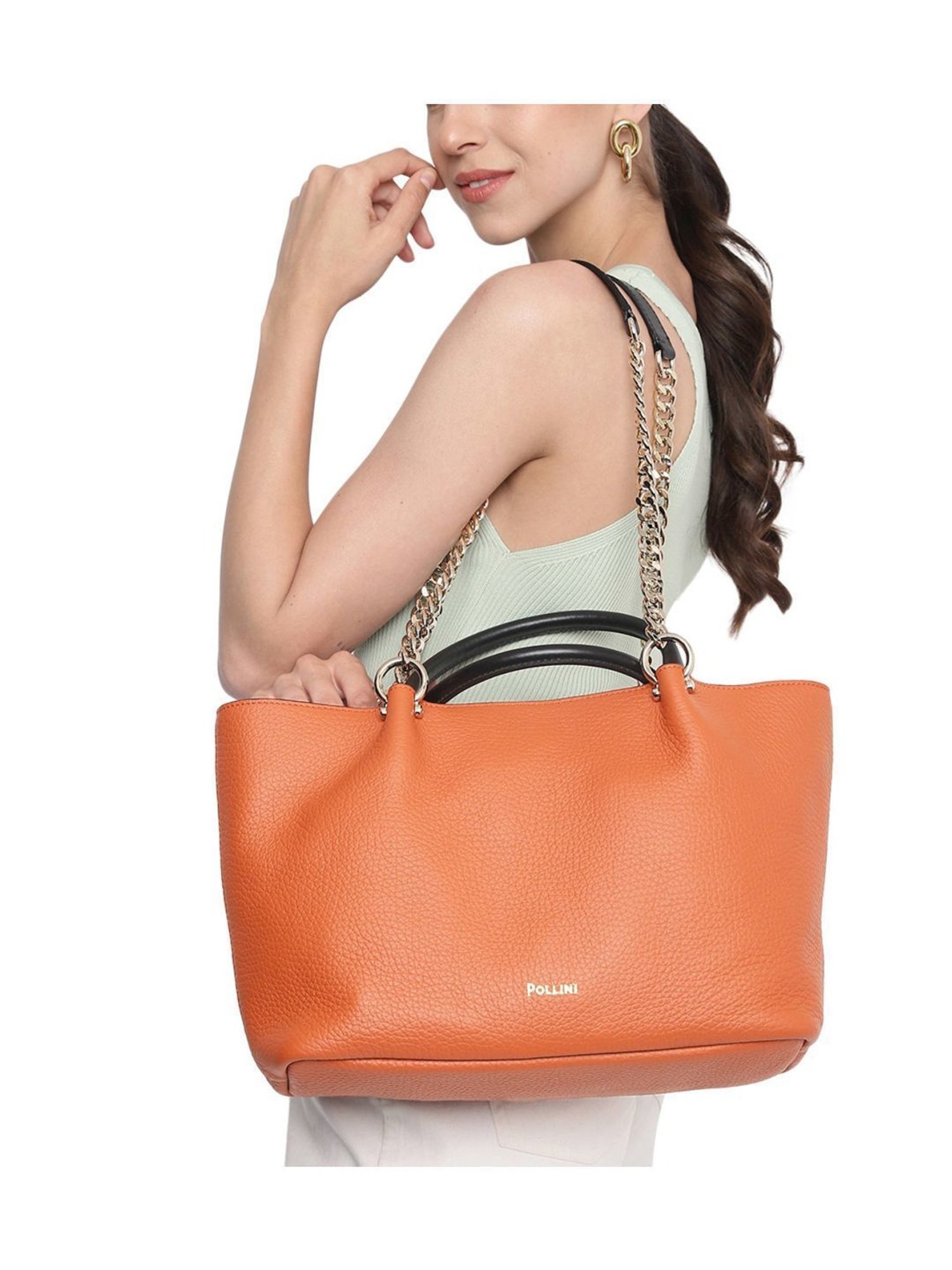 Pollini Orange Large Tote