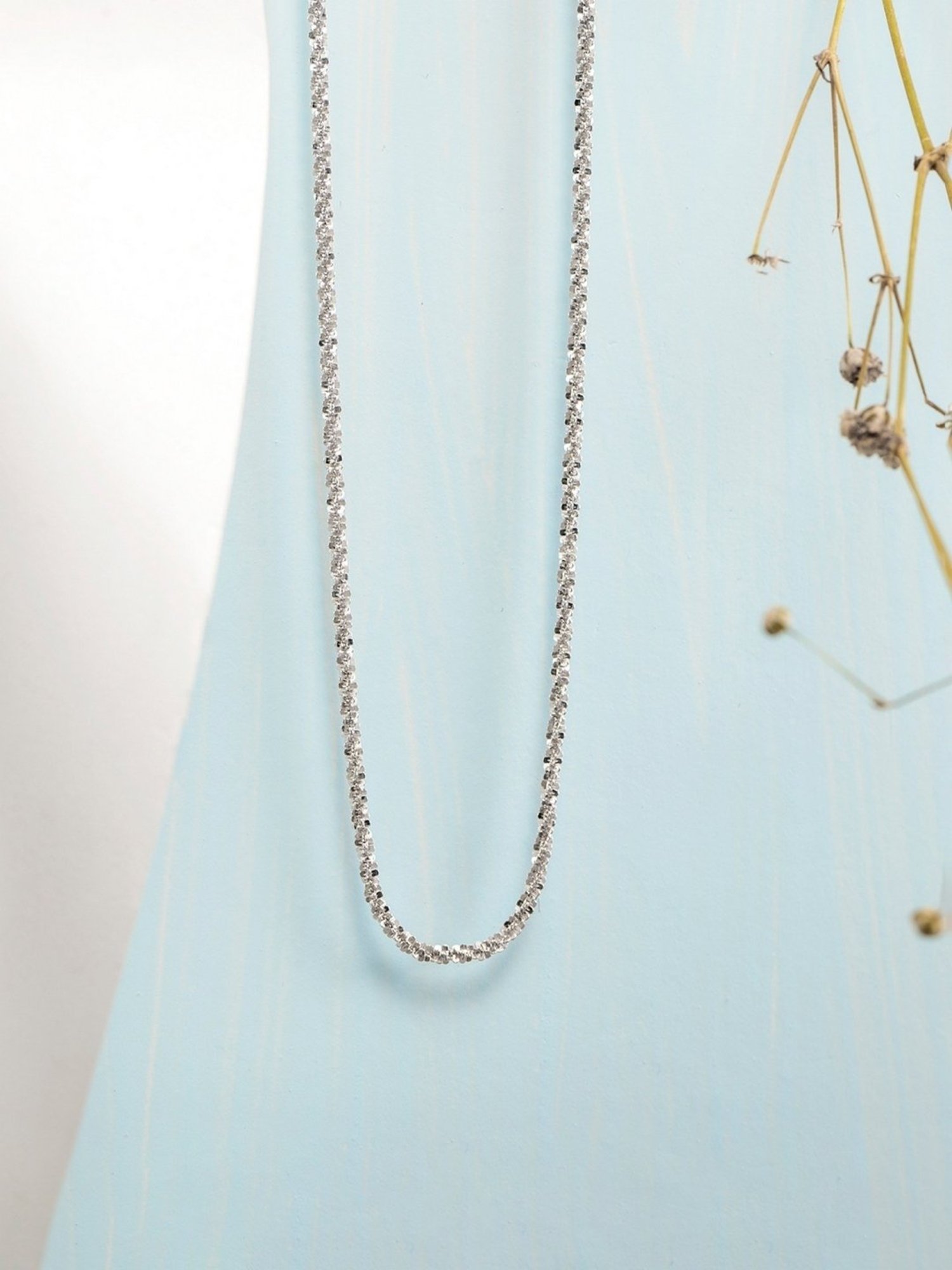 Zavya Minimal 92.5 Sterling Silver Rhodium Plated Chain