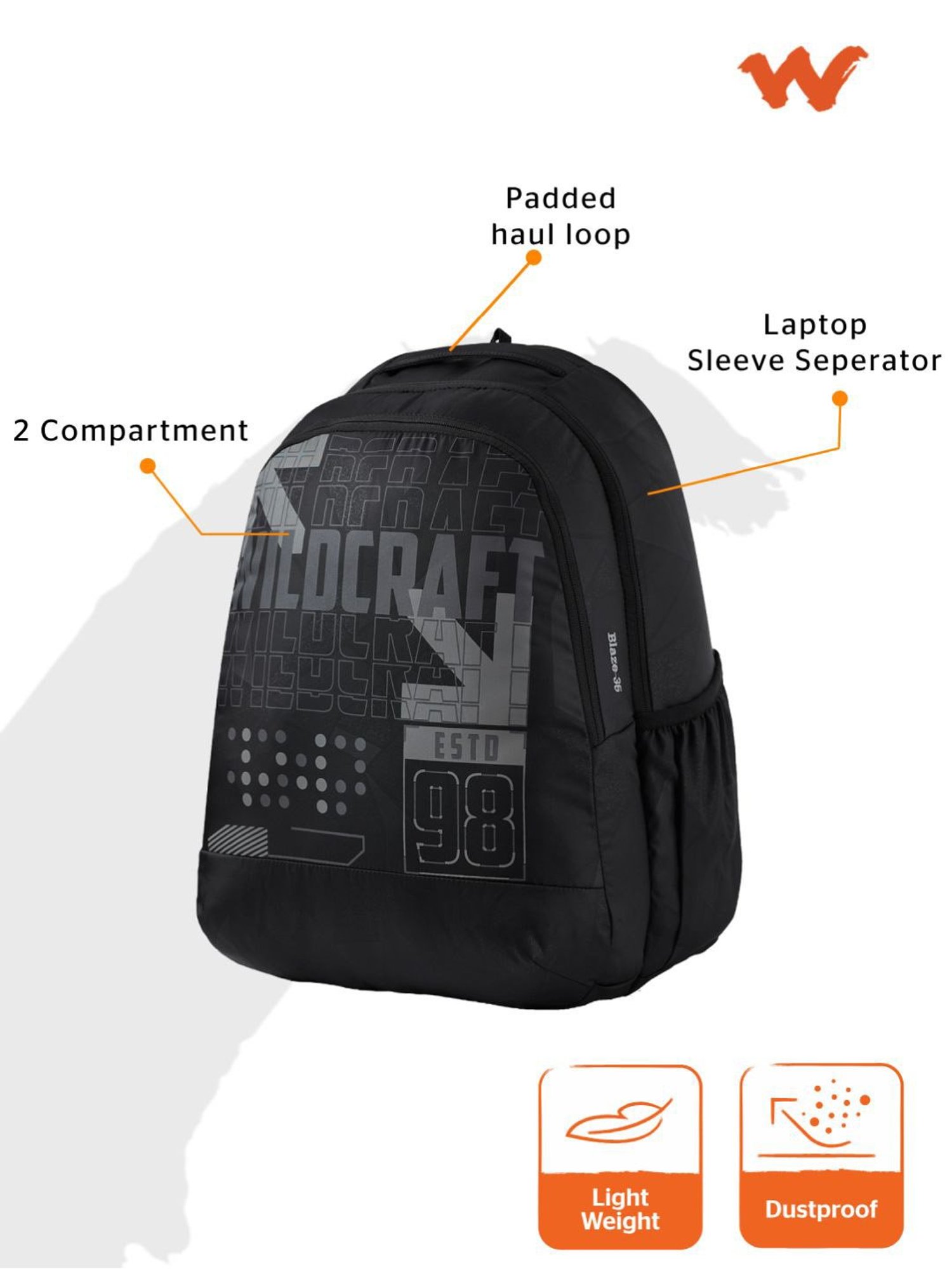 Wildcraft Blaze 35 Black Laptop Backpack