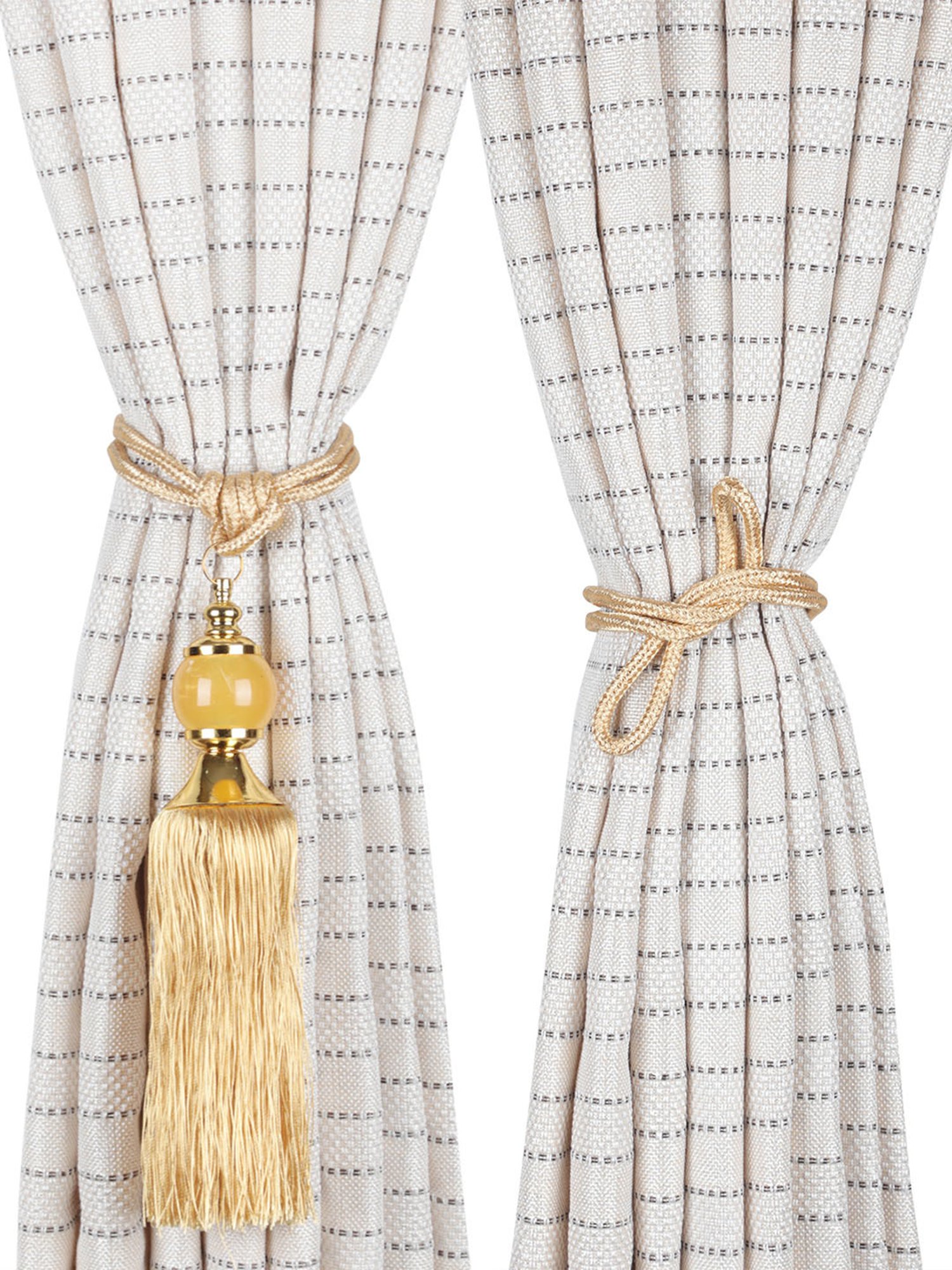 Romee Gold Polyester Solid Curtain Tie and Hold Backs