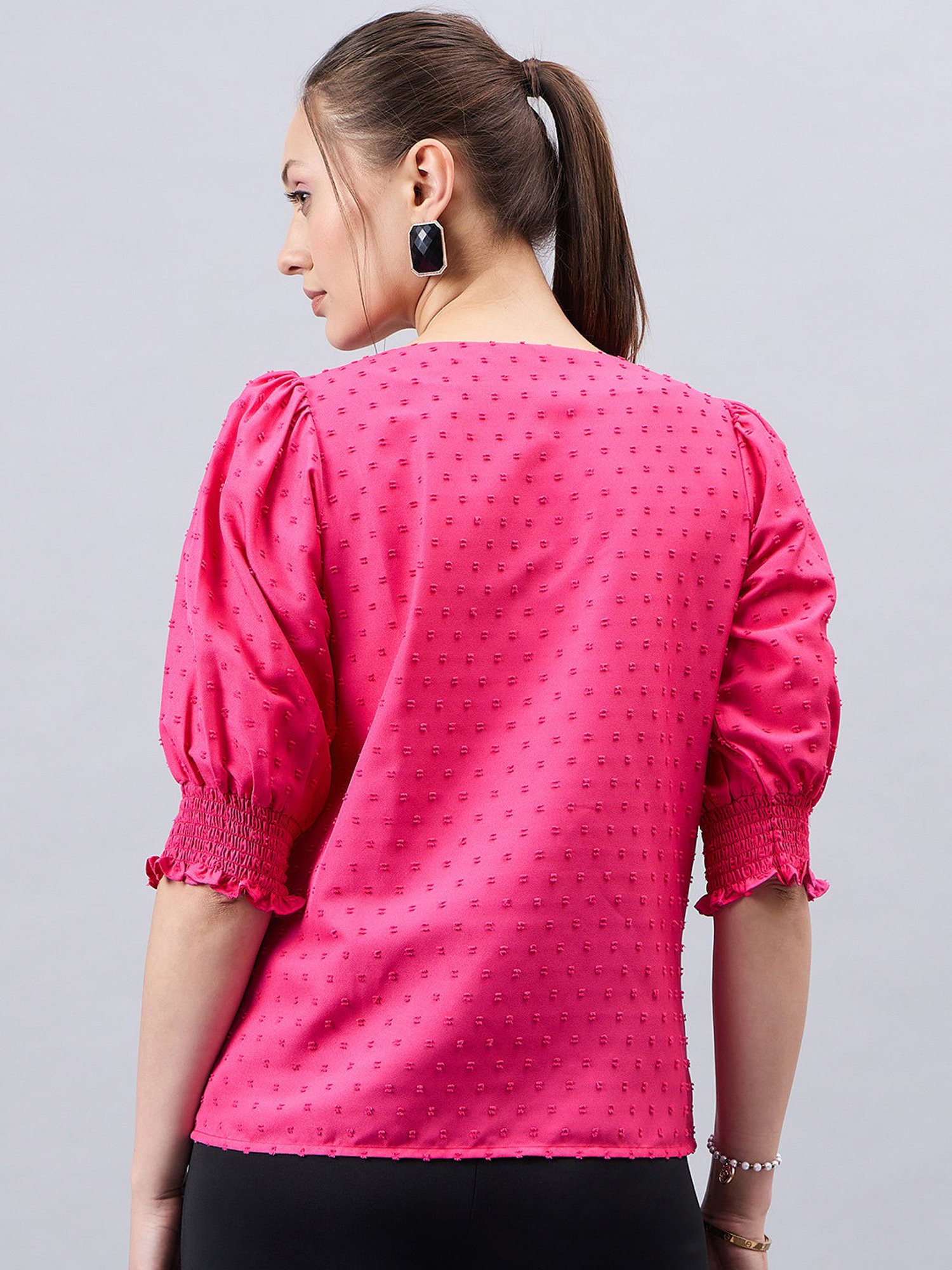 Style Quotient Pink Self Design Top