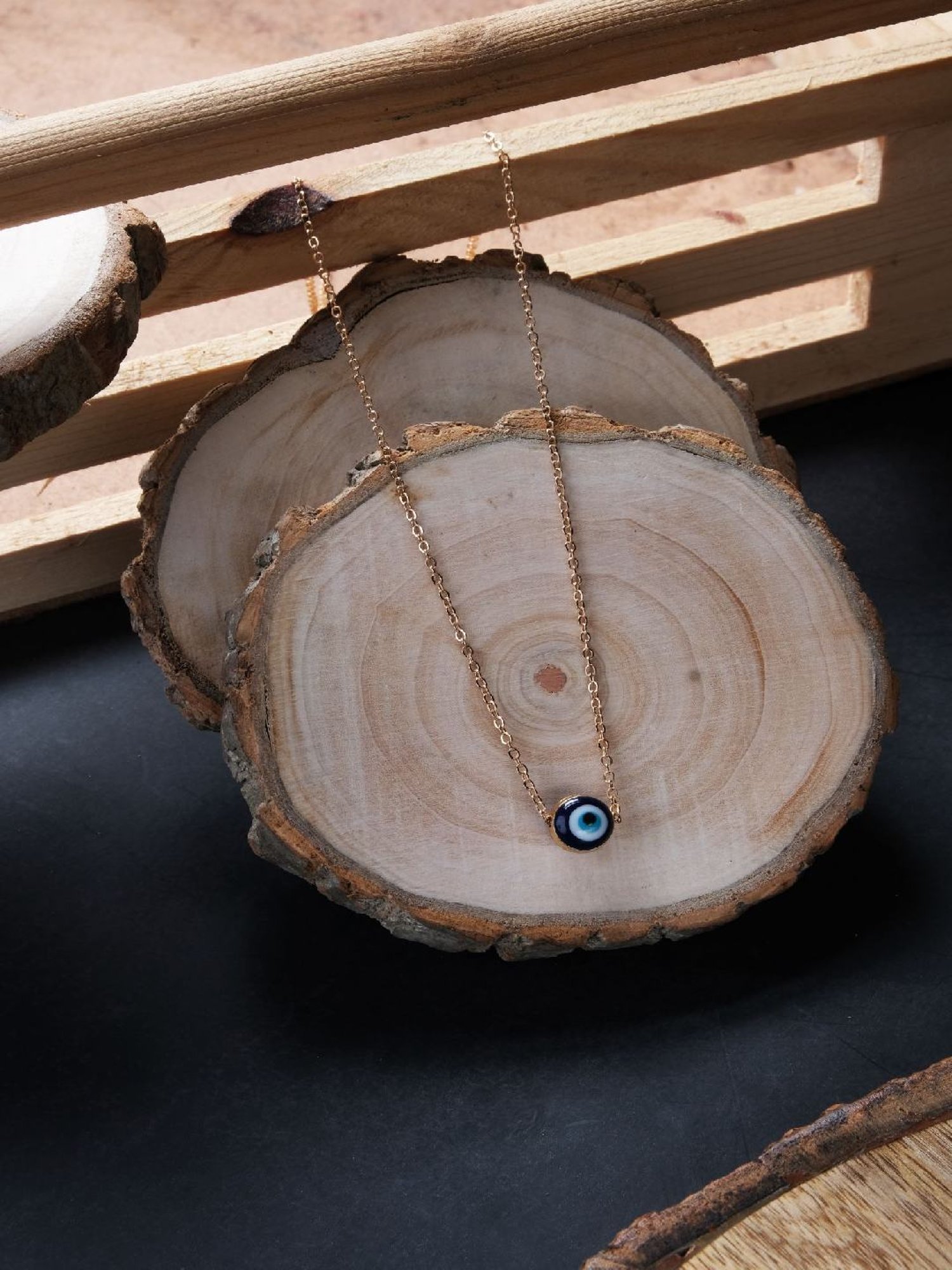 Jewelz Trendsetting Gold Color Western Evil Eye Pendant With Chain for Women