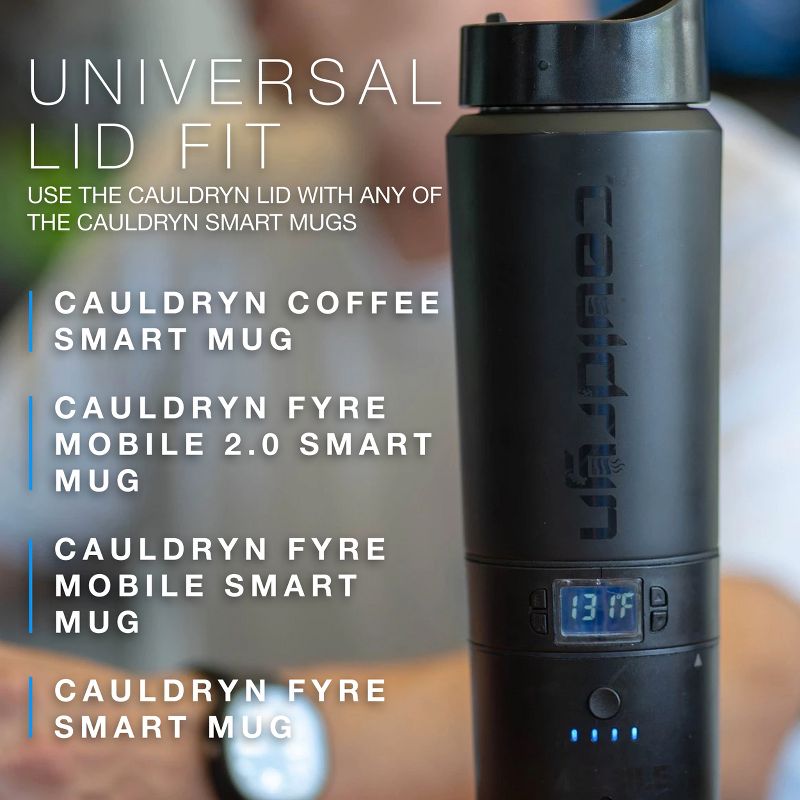 Cauldryn Smart Mug Replacement Lid, Spill Proof & Insulated, Compatible with Cauldryn Heated Travel Mugs