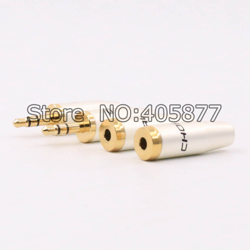 2set 1/8" 3.5mm male 3 pole stereo plug + female jack Audio TRS connectors