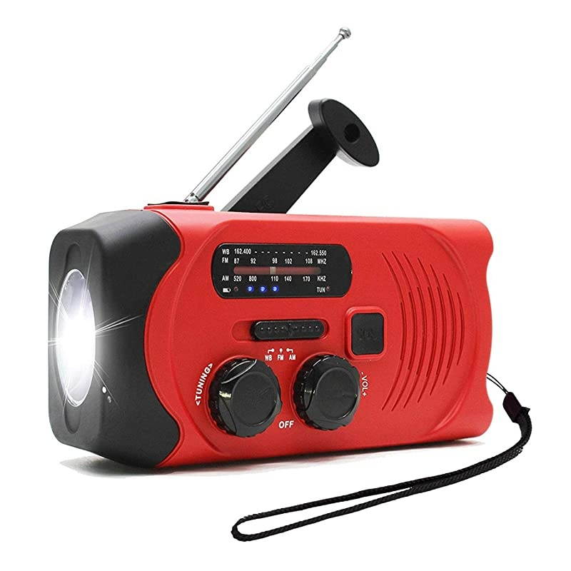 Emergency Radio,2000mAh Hand Crank Solar Weather Radio, NOAA/AM/FM Portable Radio with LED Flashlight&Reading Lamp, USB Cell Phone Power Charger, SOS Alarm for Home, Camping&Survival