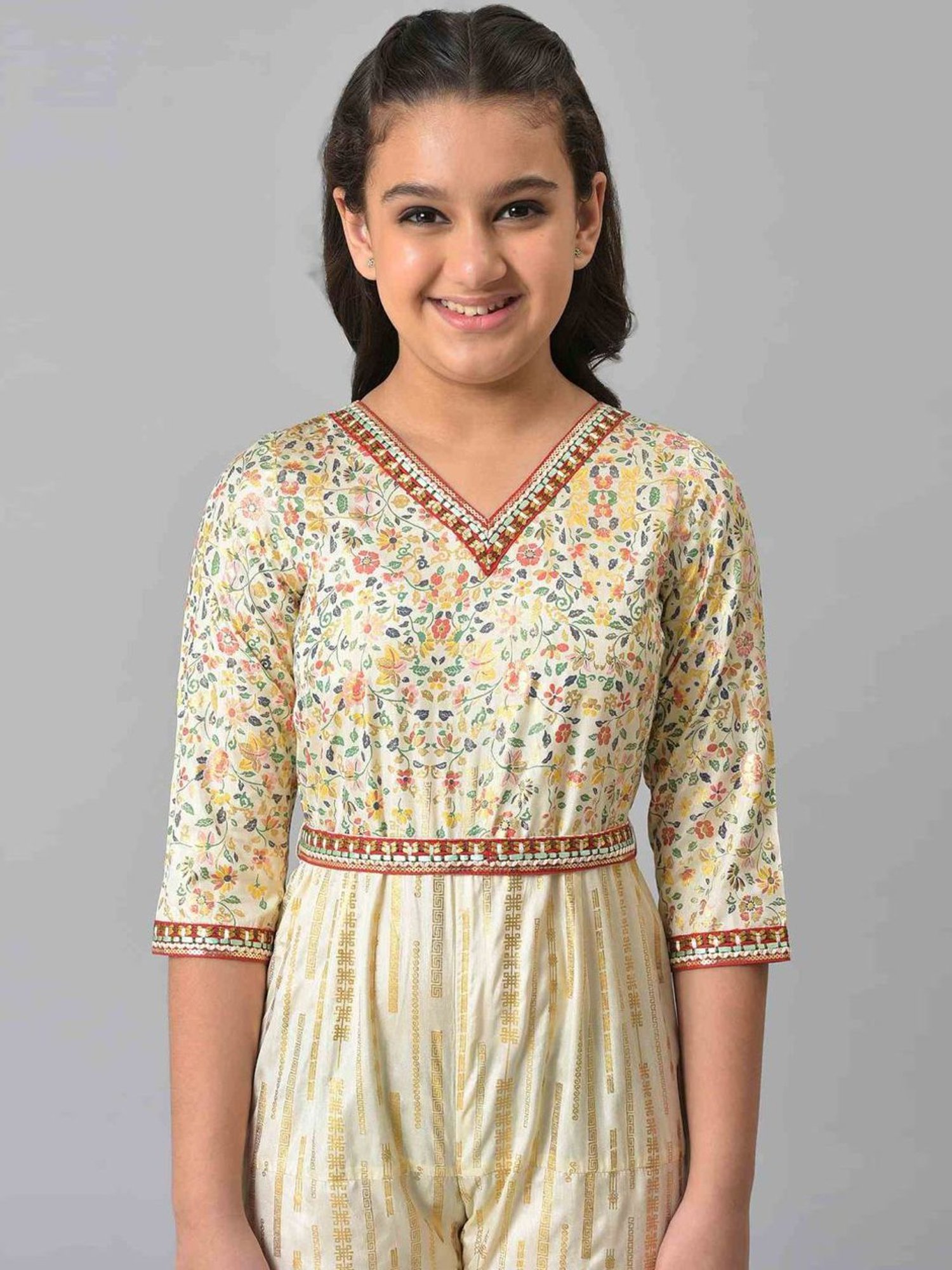 Aurelia Kids Multicolor Floral Print Jumpsuit