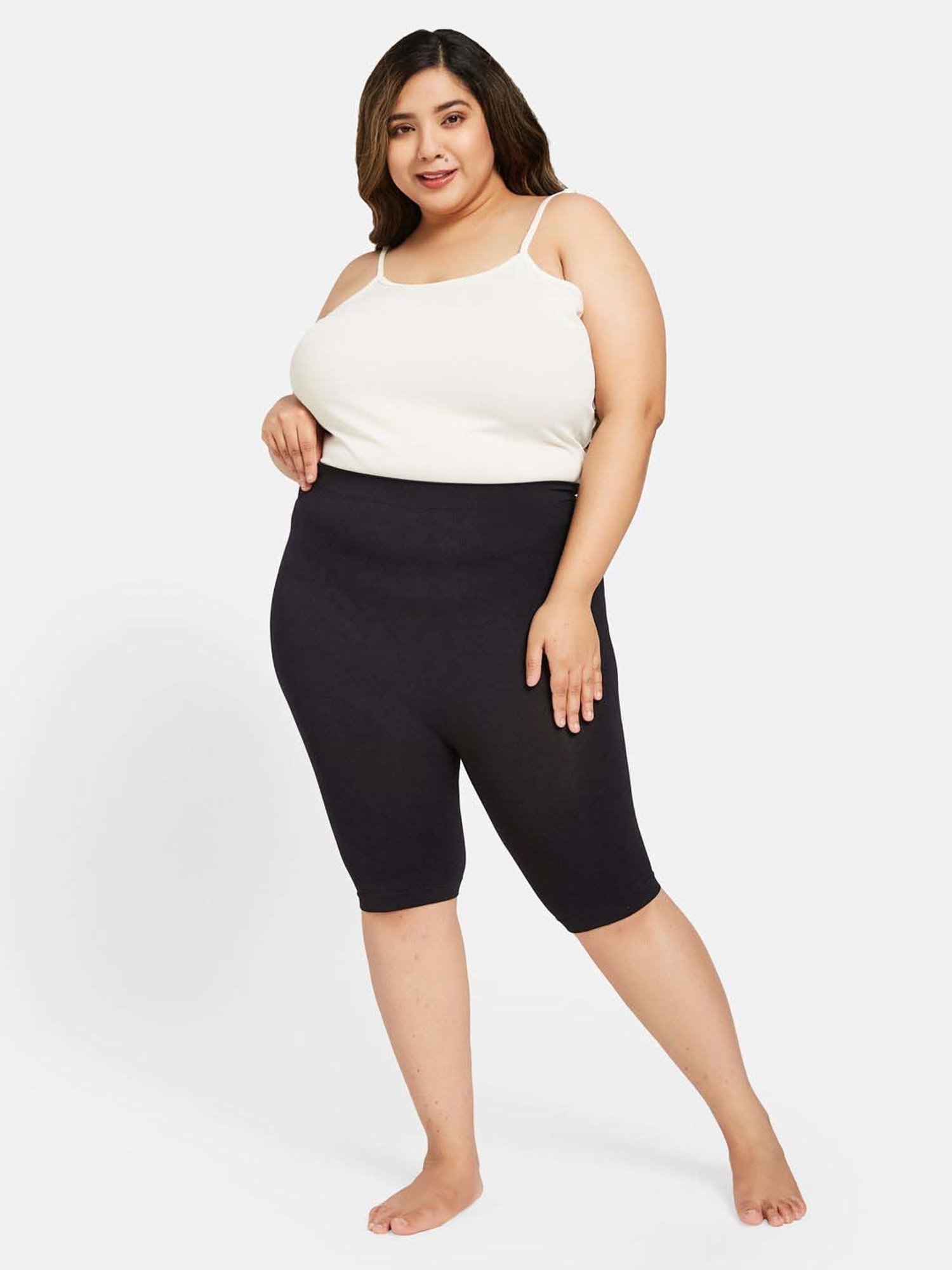 Secrets By ZeroKaata Black Plain Tummy & Thigh Shaper