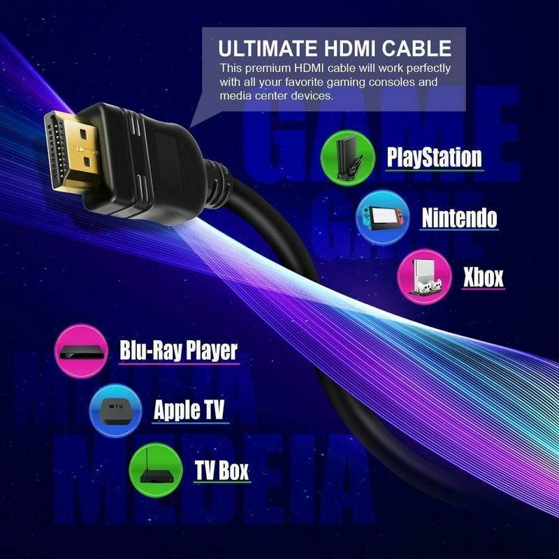 Ultra HD High Speed HDMI v2.0 Cable 2160p 3D 4K DVD HDTV PS4 XBOX One S, 10FT