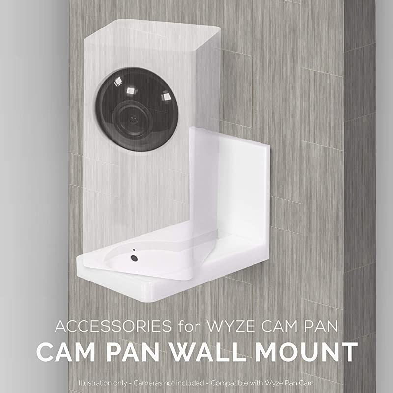 Screwless Wall Mount Kit for Wyze Cam Pan VHB Stick On Easy to Install Full Tilt amp Pan Function No Mess No Drilling Strong Adhesive Mount by  White