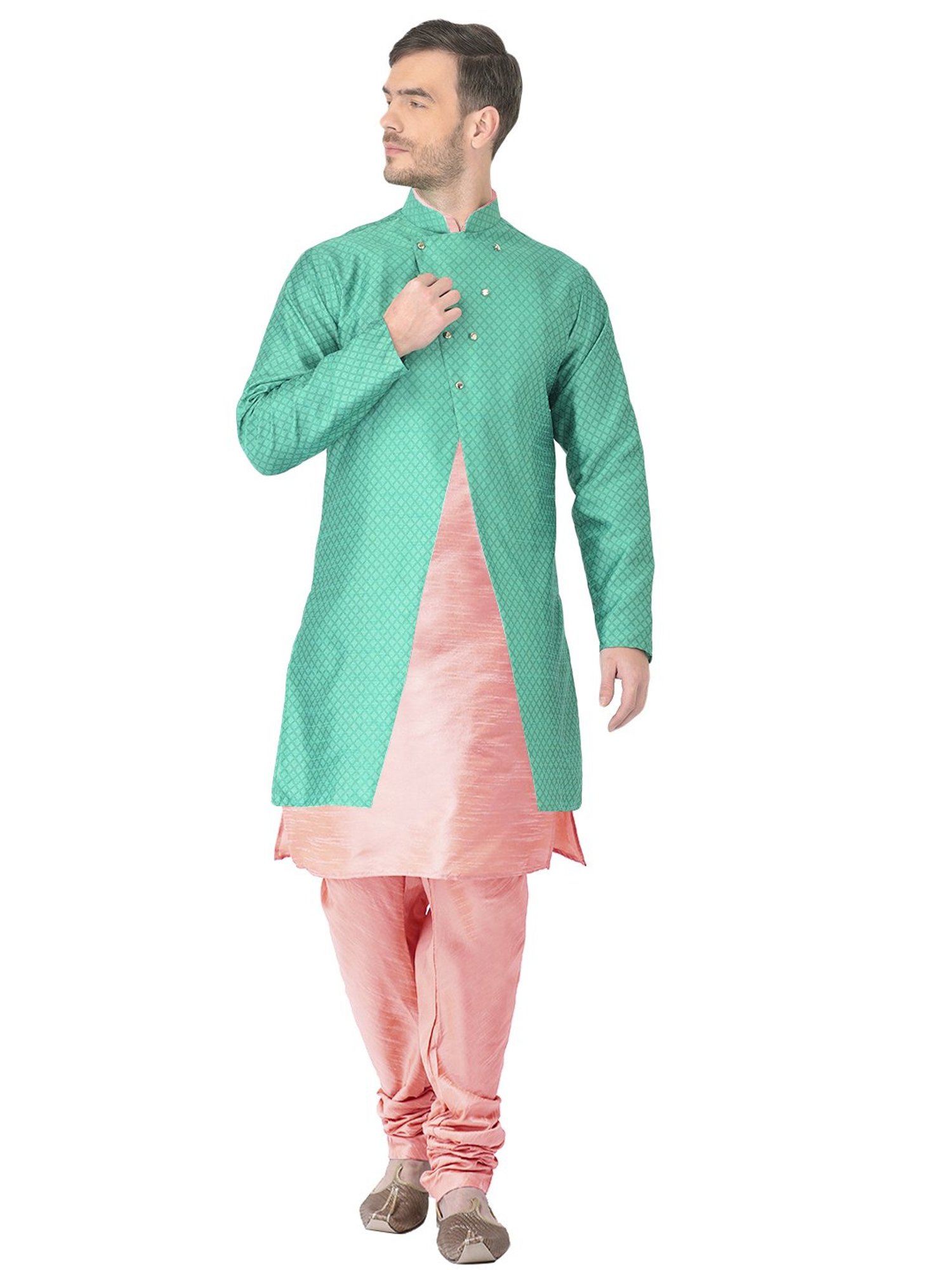 SG RAJASAHAB Multi Regular Fit Self Pattern Kurta Set