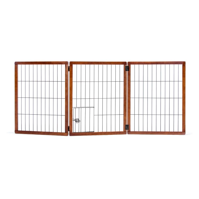 Carlson 3 Panel Freestanding Extra Tall Wood Cat and Dog Gate with Small Door