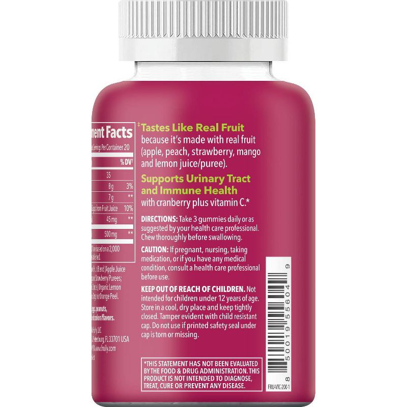 Fruily Organic Cranberry & Vitamin C Real Fruit Gummy - 60ct