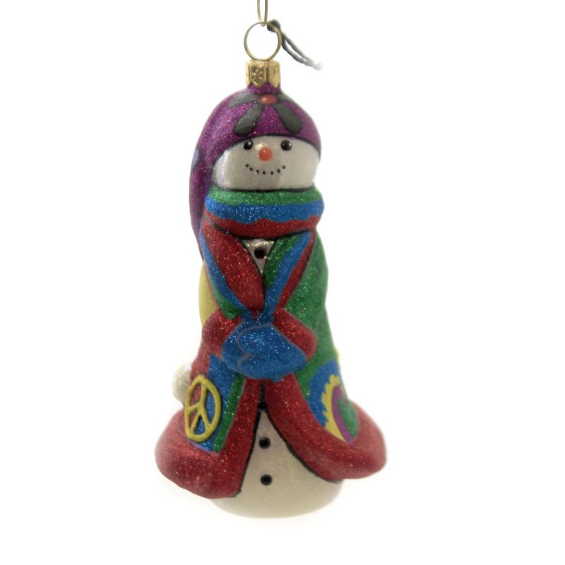 Joy To The World 4.5" Tie Dye Snowman Ornament Glitterazzi Rainboe  -  Tree Ornaments