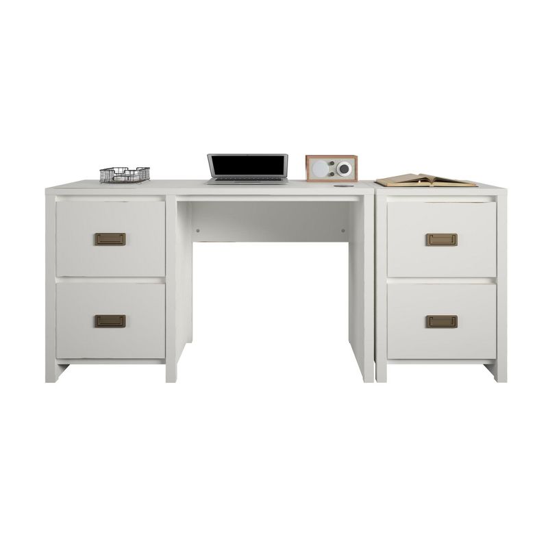 Monarch Hill Haven Single Pedestal Desk and Nightstand Bundle, White
