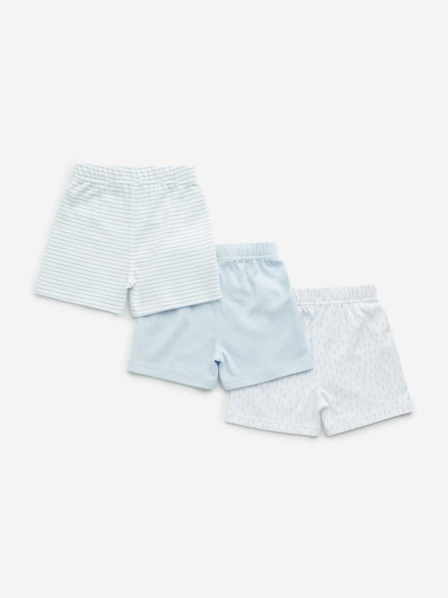 HOP Baby by Westside Blue Printed Mid-Rise Cotton Shorts - Pack of 3