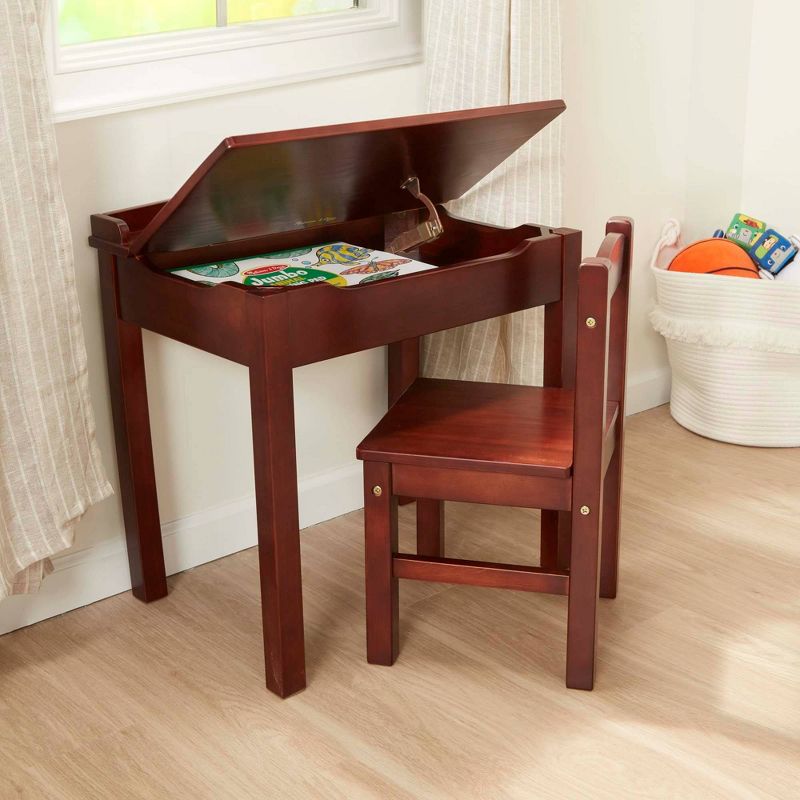 Melissa & Doug Wooden Child's Lift-Top Desk and Chair - Honey