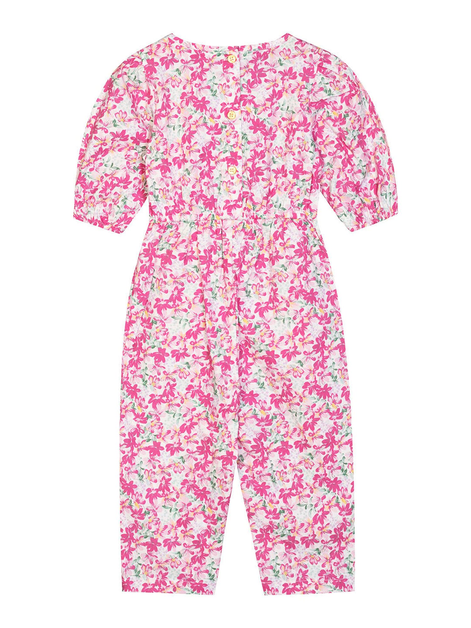 Budding Bees Kids White Floral Print Jumpsuit