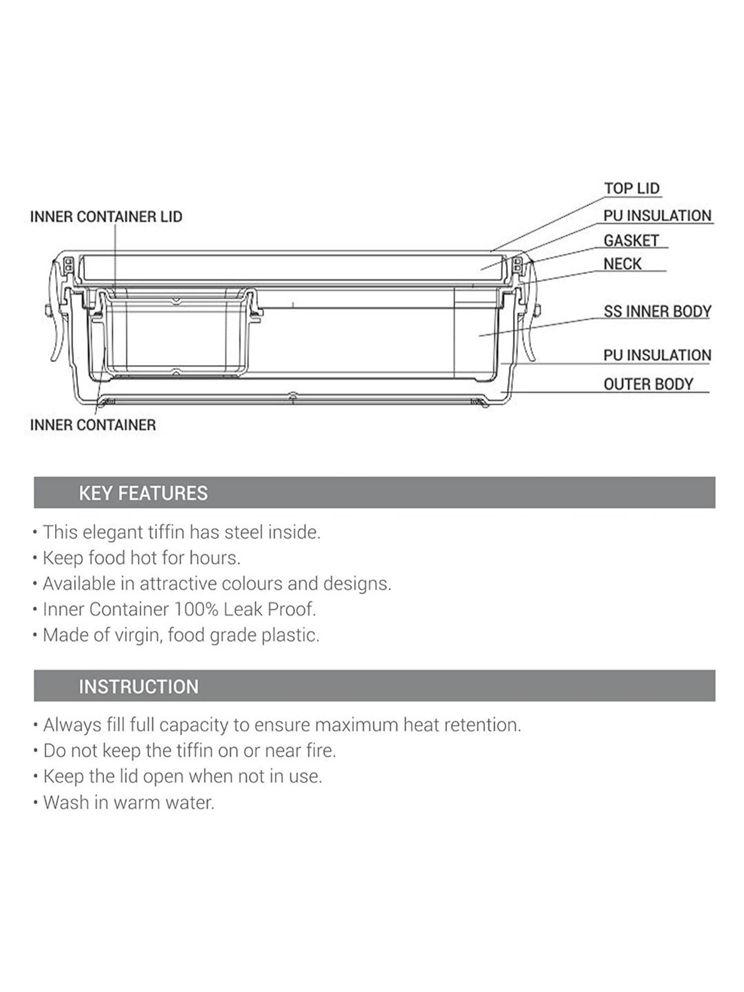 Milton Red Stainless Steel Small Tiffin Box - Set of 2