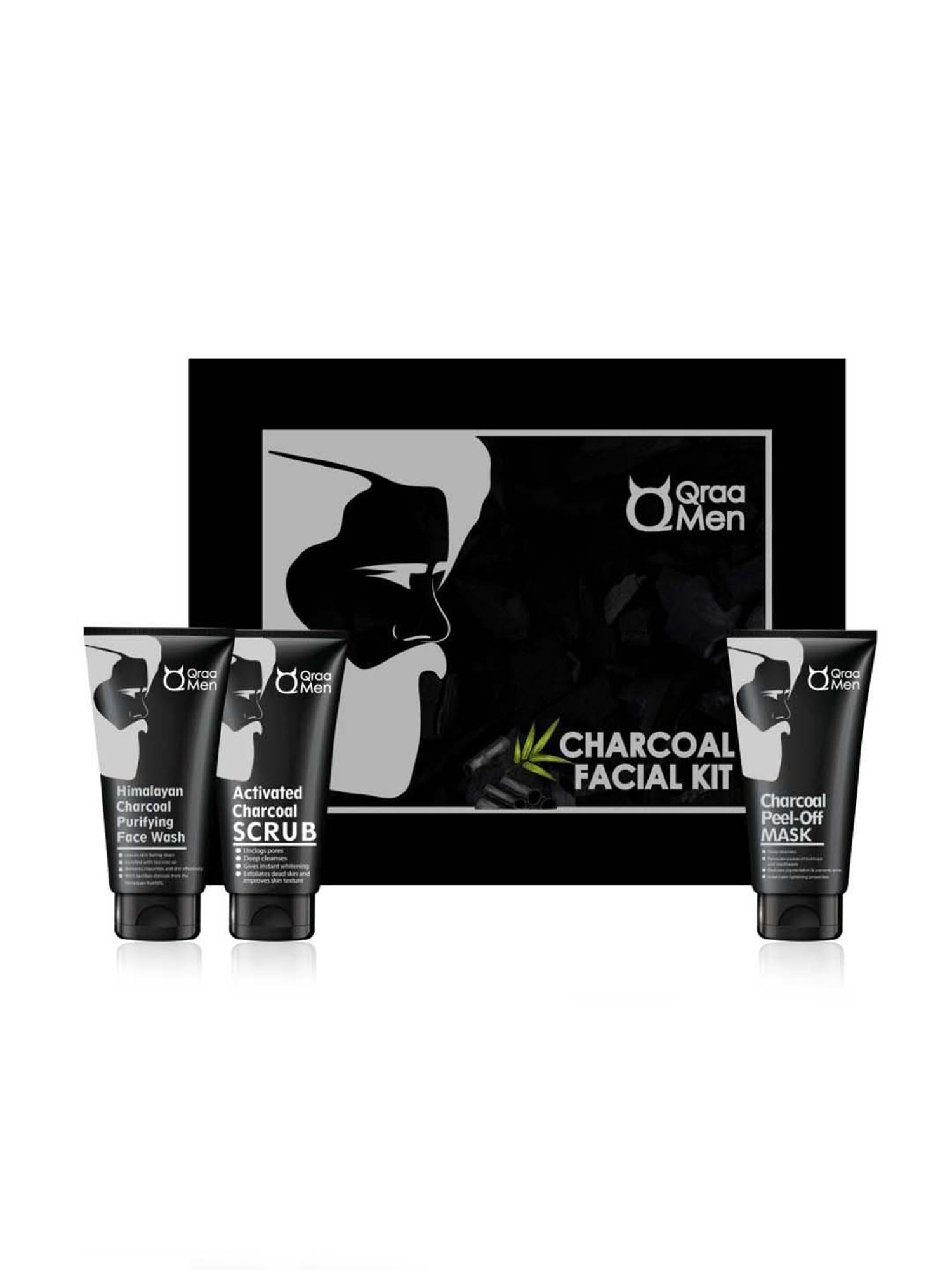 Qraa Men Charcoal Men Grooming Kit Pack of 3 - 300 gm